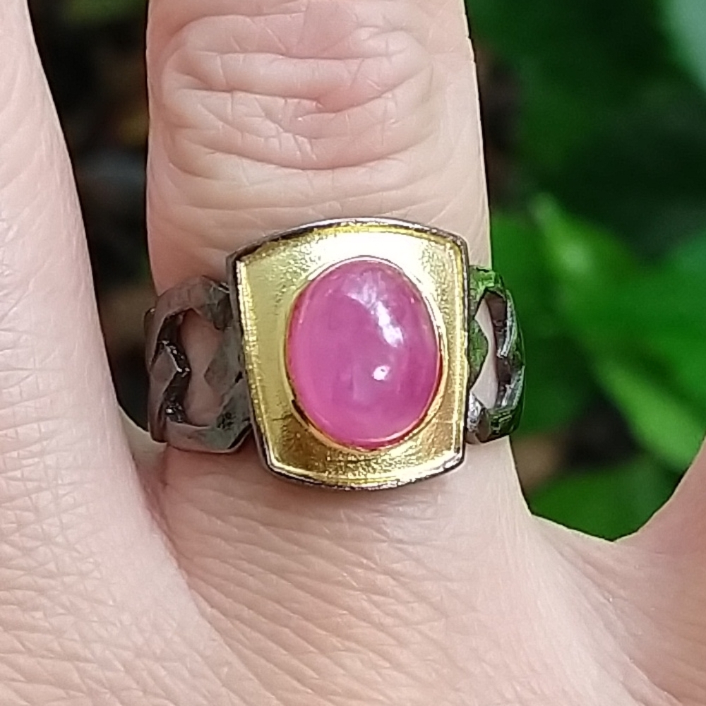 Natural Ruby Sterling Artistic Ring - image 1